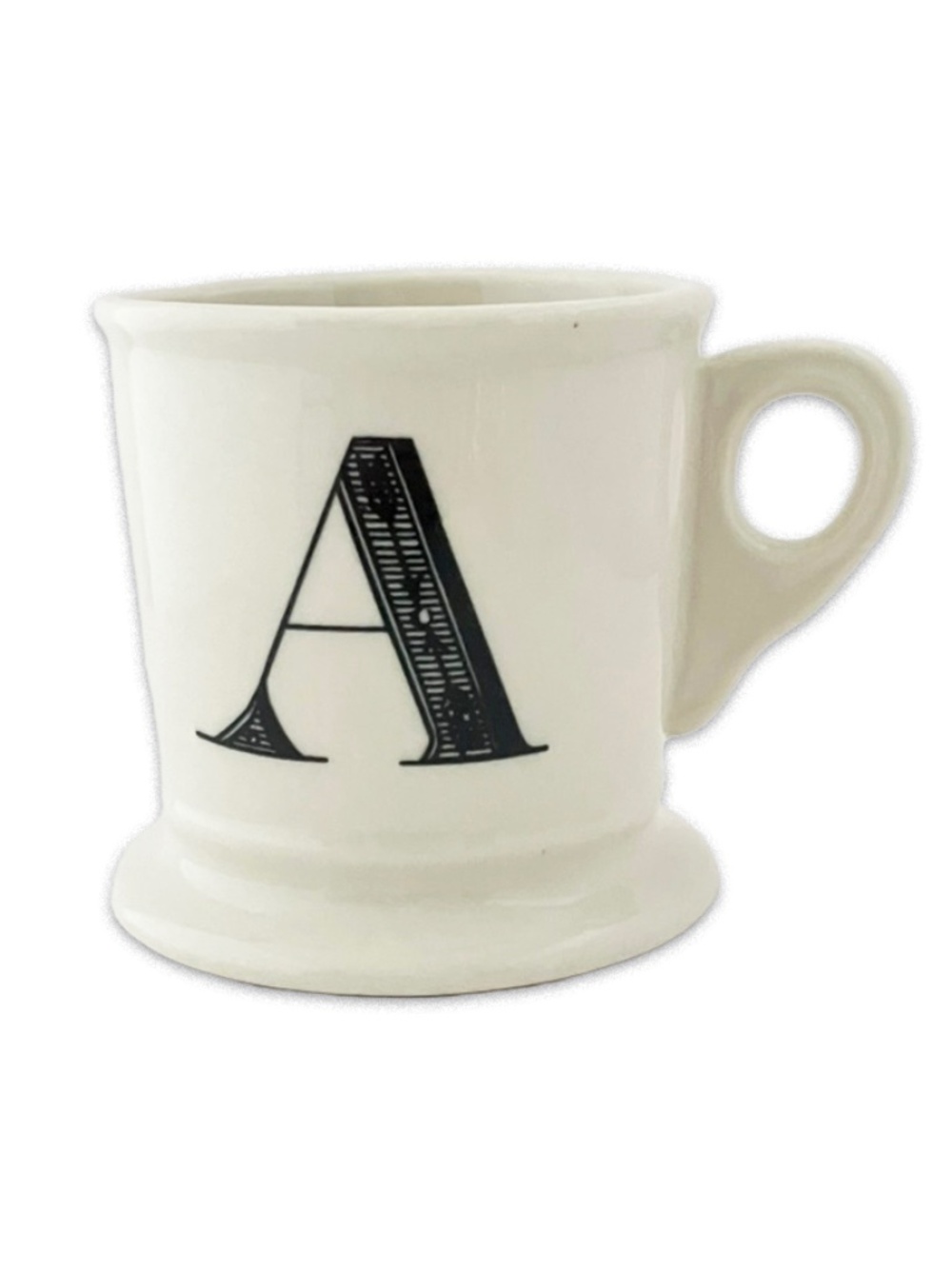 Anthropologie A Monogram Coffee Mug White & Black Coffee Ceramic Cup Letter A